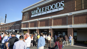 Sept. 23, 2014 - Augusta, GA, U.S. - People gather outside the new Whole Foods Market for it's grand opening in Augusta, Ga. Tuesday morning September 23, 2014. Michael Holahan / Staff (Credit Image: © Michael Holahan/The Augusta Chronicle/ZUMA Wire)